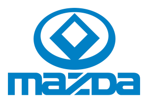 Mazda emblem from 1991: a diamond inside an oval above the wordmark